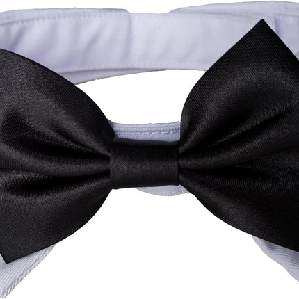 Dog Necktie Pet Tuxedo Cotton Collar with Black Tie for Small Medium and Large Dogs (S)