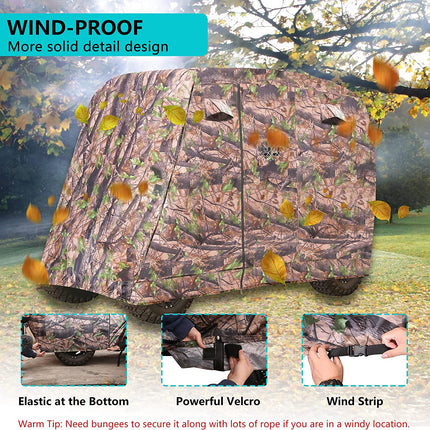 Golf Cart Cover 2/4/4+2 Passenger for Yamaha EZGO Club Car, Heavy Duty 420D Waterproof Windproof Durable Polyester Golf Cart Cover with 3 Zipper Doors for All-Weather Protection (Black/Silver)​​