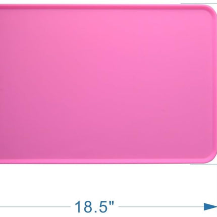 Dog Food Mat, Silicone Dog Cat Bowl Mat, Non Slip Pet Feeding Mat Waterproof Dog Placemat for Small Animals (18.5"X11.8", Pink)