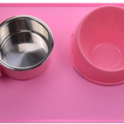 Dog Food Mat, Silicone Dog Cat Bowl Mat, Non Slip Pet Feeding Mat Waterproof Dog Placemat for Small Animals (18.5"X11.8", Pink)