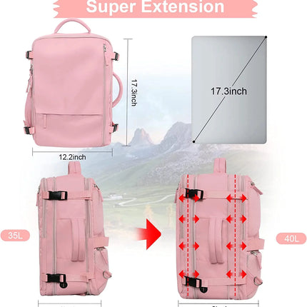 Extra Large Travel Backpack for Women,Carry on Backpack,17 Inch Laptop Backpack,Hiking Backpack,School Bag,Pink