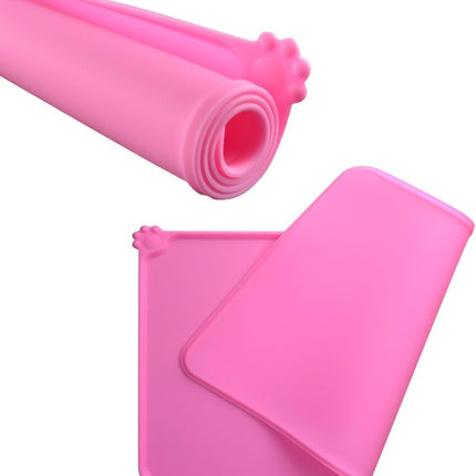 Dog Food Mat, Silicone Dog Cat Bowl Mat, Non Slip Pet Feeding Mat Waterproof Dog Placemat for Small Animals (18.5"X11.8", Pink)