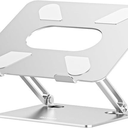 Laptop Stand, Adjustable Multi-Angle Laptop Holder, Compatible for Laptops up to 17 Inches, Sturdy Aluminum & Silicone, Silver