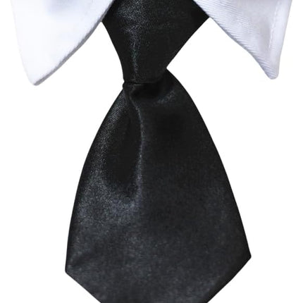 Dog Necktie Pet Tuxedo Cotton Collar with Black Tie for Small Medium and Large Dogs (S)