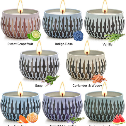 Scented Candles Gift Set for Women, Soy Wax 2.5 Oz Portable Travel Tin Candles with Strongly Fragrance Essential Oils for Aromatherapy Home Decor,Gift for Birthday,8 Pack