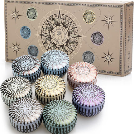 Scented Candles Gift Set for Women, Soy Wax 2.5 Oz Portable Travel Tin Candles with Strongly Fragrance Essential Oils for Aromatherapy Home Decor,Gift for Birthday,8 Pack