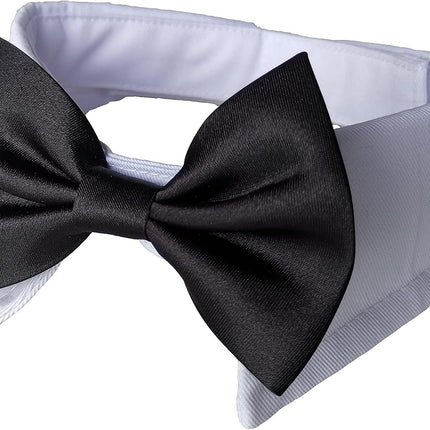 Dog Necktie Pet Tuxedo Cotton Collar with Black Tie for Small Medium and Large Dogs (S)