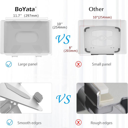 Laptop Stand, Adjustable Multi-Angle Laptop Holder, Compatible for Laptops up to 17 Inches, Sturdy Aluminum & Silicone, Silver