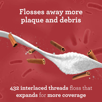 (3 Pack)  Expandable Waxed Dental Floss - Deep Gentle String Floss - Cinnamon Flavor - 55 Yards