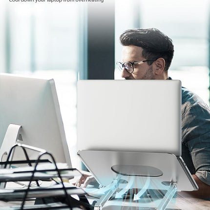 Laptop Stand, Adjustable Multi-Angle Laptop Holder, Compatible for Laptops up to 17 Inches, Sturdy Aluminum & Silicone, Silver