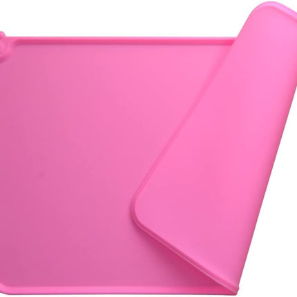 Dog Food Mat, Silicone Dog Cat Bowl Mat, Non Slip Pet Feeding Mat Waterproof Dog Placemat for Small Animals (18.5"X11.8", Pink)