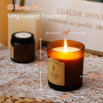 Scented Candles for Home, Lemon & Lavender Aromatherapy Candles, Natural Soy Wax Candles with Essential Oils, Beeswax Scented Candles, Jar Candle Gifts for Women, Relaxing Soy Candles 9.2Oz